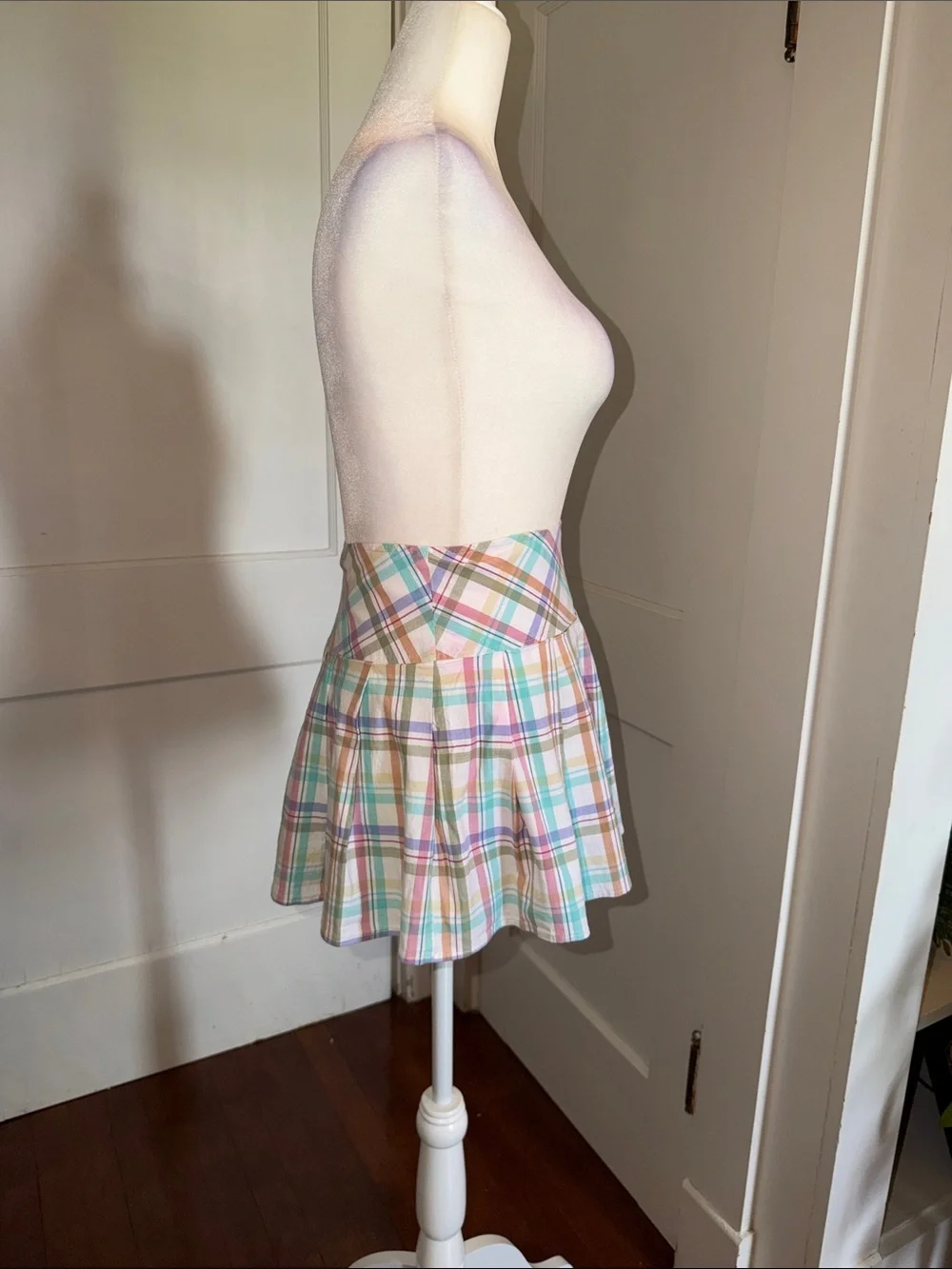 Juniors Necessary Objects Pastel Plaid Pleated Mini Skirt Vintage Millennial - Picture 3 of 6